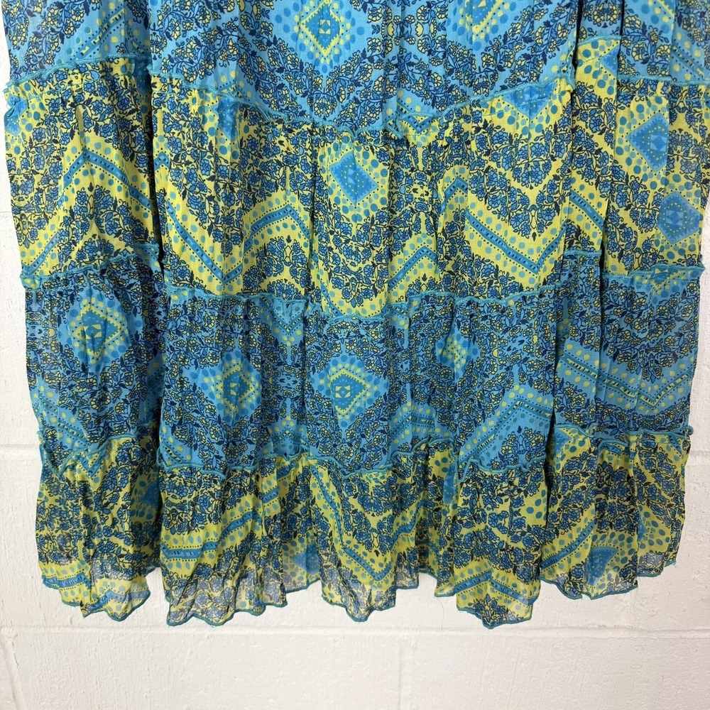VTG Draper's & Damon's Skirt BoHo Maxi Skirt SZ LP Blue Gauzy Tiers Sheer Gypsy - Picture 4 of 11